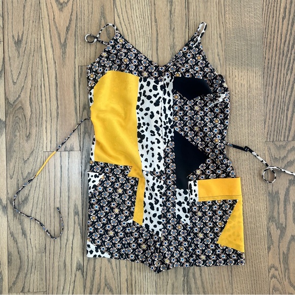 Topshop Women’s Spaghetti Strap Bohemian Patchwork Romper Size US 2 - Picture 8 of 16